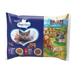 Karma dla kotów Prevital Farm Selection z wołowiną i indykiem w sosie, saszetka 85 g (4 sztuki)