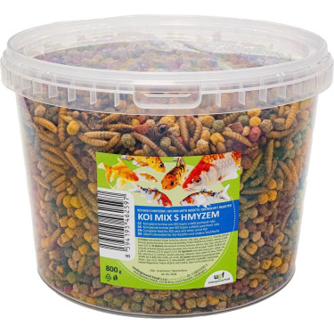 KOI Mix z owadami - Pełnoporcjowa karma dla ryb stawowych i karpi KOI 800 g