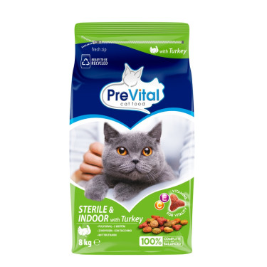PreVital Cat Sterylny granulat z indyka 8 kg