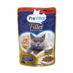 PreVital Filet Selection wołowina dla kotów, saszetka 85 g