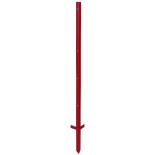 Metalowy słupek do ogrodzenia elektrycznego 150 cm x 3 mm, 5 otworów - podwójny podest do wbijania, czerwony