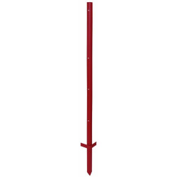 Metalowy słupek do ogrodzenia elektrycznego 115 cm x 2 mm, 5 otworów - podwójny stopień, czerwony