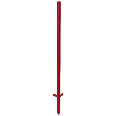 Metalowy słupek do ogrodzenia elektrycznego 115 cm x 3 mm, 5 otworów - podwójny stopień, czerwony