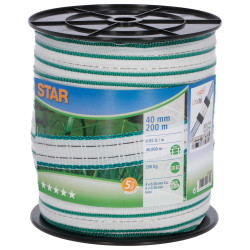 Taśma do pastucha Star 200 m, 40 mm, biało-zielona