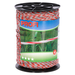 Linka do pastucha elektrycznego PROFI 400 m biało/czerwona