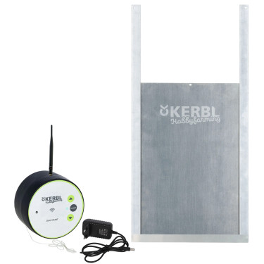 Automatyczne drzwiczki do kurnika Kerbl Duo Smart z drzwiczkami przesuwnymi S, 220 x 330 mm