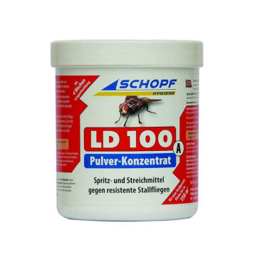 LD 100 Koncentrat w proszku do zwalczania much w oborach 250g czerwony