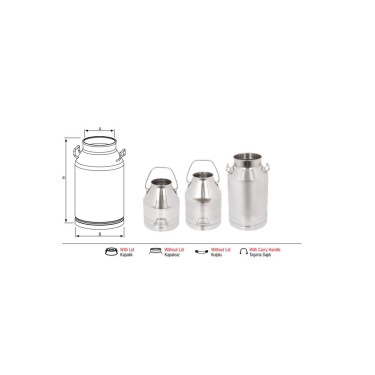 Dzbanek na mleko ze stali nierdzewnej 20l (2 uchwyty), bez pokrywki