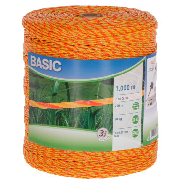 Linka do elektrycznego pastucha, 3 mm/1000 m, żółto-pomarańczowa
