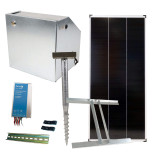 Zestaw podstawowy do ogrodzenia solarnego z skrzynką bezpieczeństwa, sterownikiem 15 A, panelem 200 W, konsolą