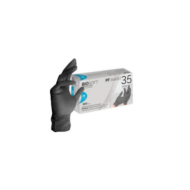 Rękawiczki nitrylowe GLOVELY, AQL1, czarne, długość 24 cm