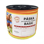 Taśma BASIC 20 mm do el. ogrodzenie 4x0,16 mm Niro, żółto-pomarańczowe.