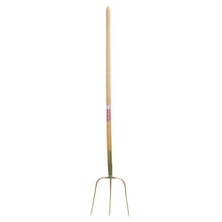 Widły kute Erntekönig, 3 zęby, 30 cm, z trzonkiem 135 cm, złote