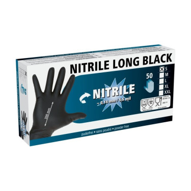 Rękawiczki nitrylowe czarne o długości 30 cm