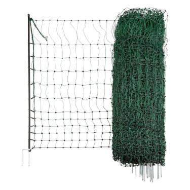 Siatka przewodząca dla drobiu 106 cm, 50 m, 2 szpice, zielona + brama 105 cm